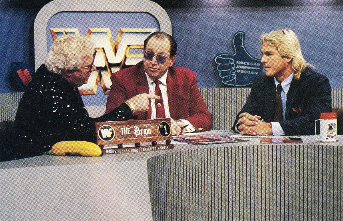 WWFWrestling1's tweet photo. π₯ Federation Flashback! The Red Rooster believed he and Heenan were set to part on good terms when Steve Lombardi appeared and attacked both the Rooster and Gorilla Monsoon! Holy mackerel! January 21, 1989. #WWF #WWE #GorillaMonsoon #RedRooster #BobbyHeenan #BrooklynBrawler https://t.co/NmzpvSQMHF