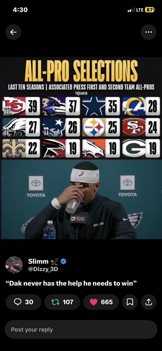 Sh0wt1me4's tweet photo. @Mookdascoop Yall Dallas fans just are either Retarted or Just completely Wrong. Also the Eagles didn’t have Lane Johnson and even With AJ brown selling the Eagles lost by 4. Dallas has missed the playoffs the last 2 years and have been losing for 30 going on 31 come January https://t.co/Fi82D5gWeg