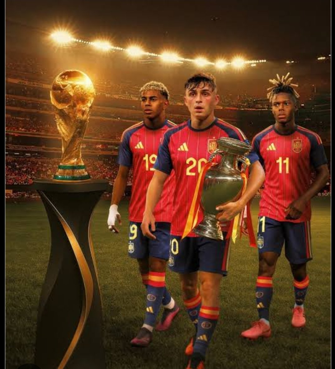 Mayavision12's tweet photo. 🇪🇸 CHAMPIONS OF THE WORLD! 🏆
Spain conquer the 2026 FIFA World Cup with a 1-0 victory over Argentina!
A new golden era of Spanish football begins. 🔥⚽
¡Viva España! 🇪🇸🏆 #FIFAWorldCup #Spain #WorldChampions #Football https://t.co/1xLuXYa8Kz