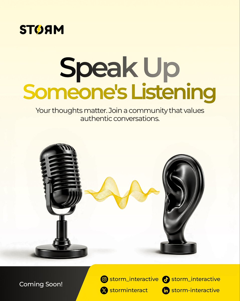 Storminteract's tweet photo. Speak up. Someone’s listening. Follow us and be among the first to experience STORM.

#StormInteractive #SpeakUp #YourVoiceMatters https://t.co/WhCjUoFjSO