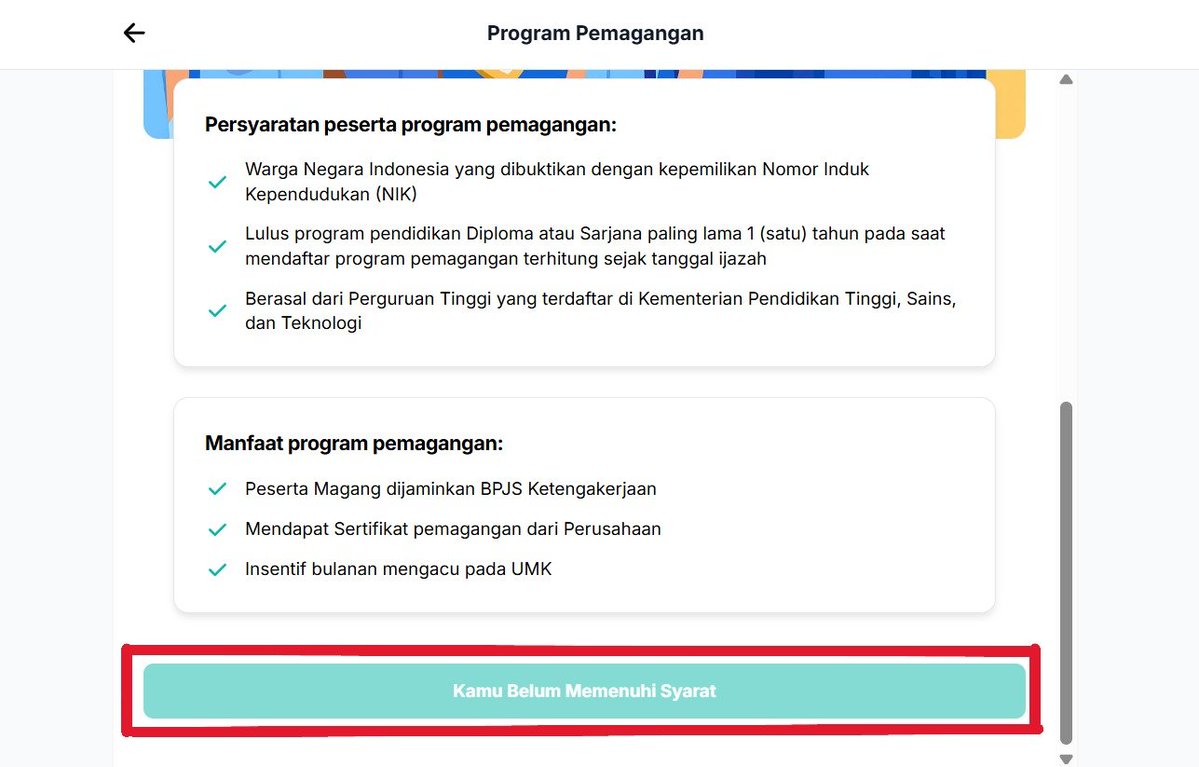 alsvalentine's tweet photo. temen-temen yg udah eligible tapi siapkerjanya masih begini, pada ngapain? tetep apply kah atau nunggu ijo-ijo ini jadi ijo betulan? atau harus diapain ya ini... t_t

#maganghub #maganghub2026 https://t.co/0HqQt8Y6Ce