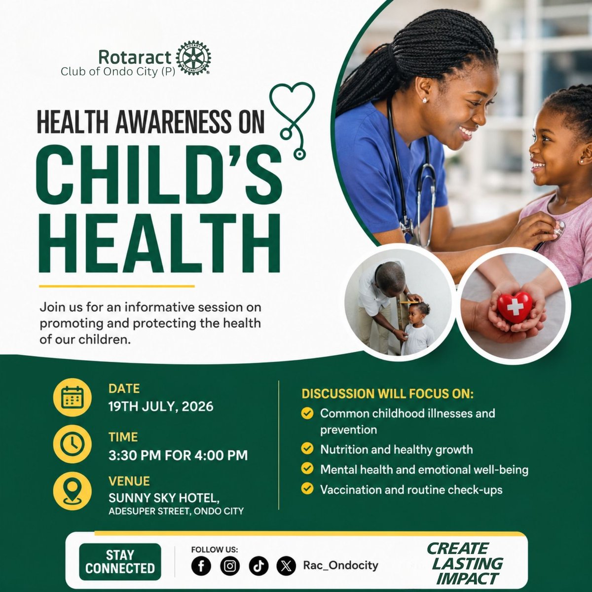 rac_ondocity's tweet photo. What a beautiful and impactful time we had at our Health Awareness on Child’s Health fellowship! 🩺👧🏽👦🏽
Together, we shared knowledge, raised awareness, and discussed important ways to promote and protect the health and well-being of our children. @Rotary @rotaract #Rotaract https://t.co/oUF2zmYQIX