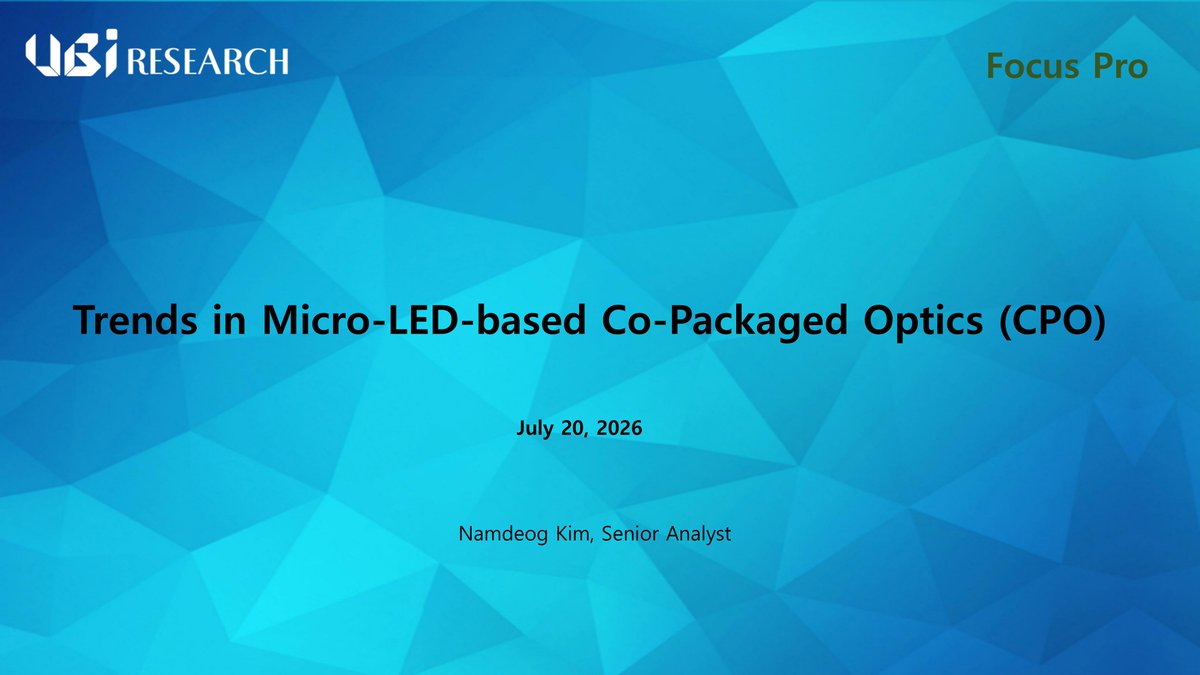 UBI_Research's tweet photo. The full Focus Pro issue is free to read now on UBIResearchNet. Explore UBI Research’s analysis of Micro-LED-based CPO for AI data center optical communication. 
🔍https://t.co/xuCk7CXxrB
 
#UBIResearch #UBIResearchNet #FocusPro #MicroLED #CPO #AI #DataCenter https://t.co/B9N5SDegXr