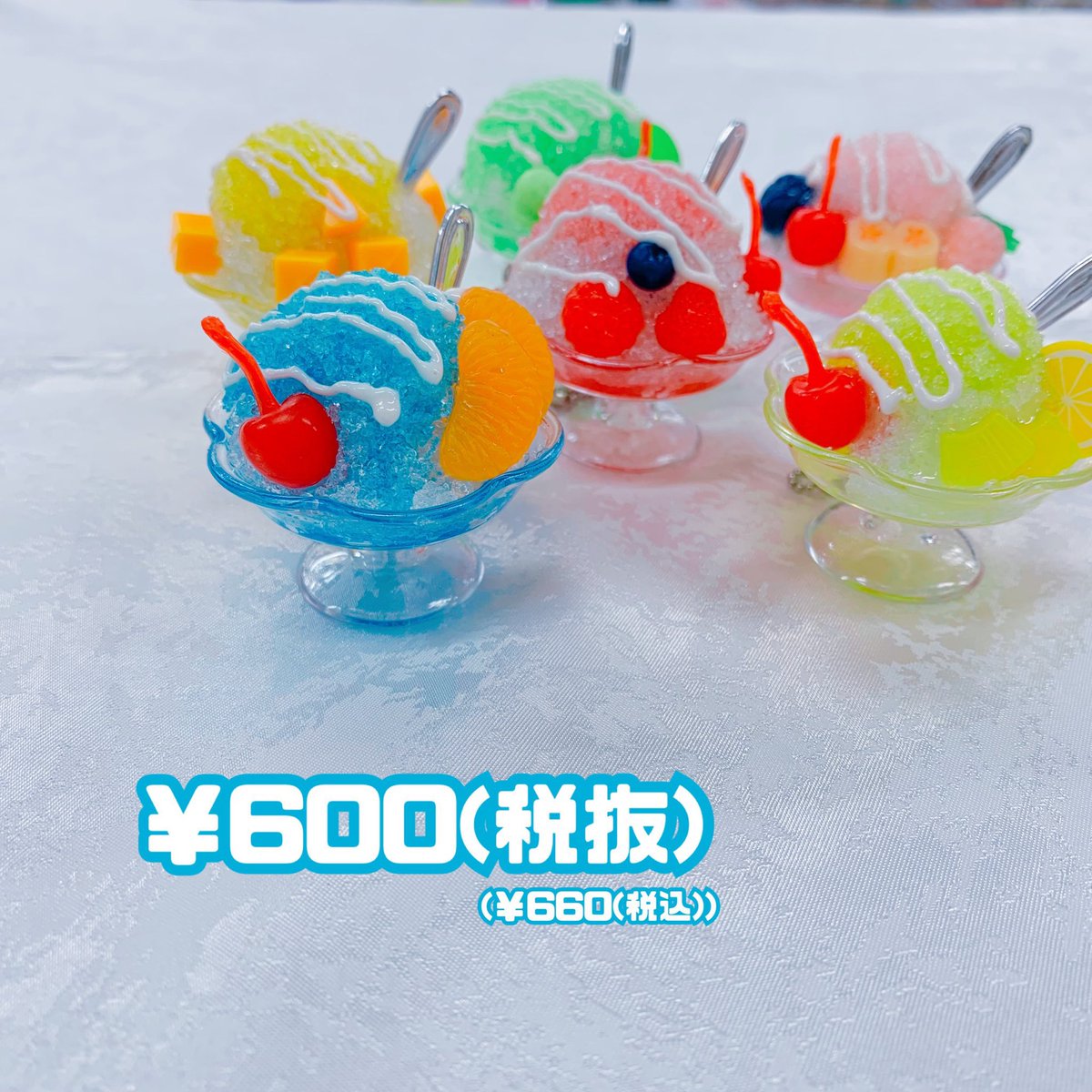 商品紹介】 『かき氷』のミニ食品サンプルパーツ🍧 ❤️💙💛全6種