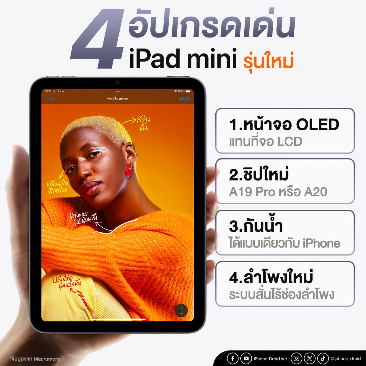 iPhone_Droid's tweet photo. 4 อัปเกรดเด่นของ iPad mini รุ่นใหม่ ที่ลือมาตอนนี้ครับ น่าสนใจเลยล่ะ 😁
ดูเพิ่ม https://t.co/UOhggjV2TU
#iphonedroid #iPadmini https://t.co/r9vQ1AWCIP