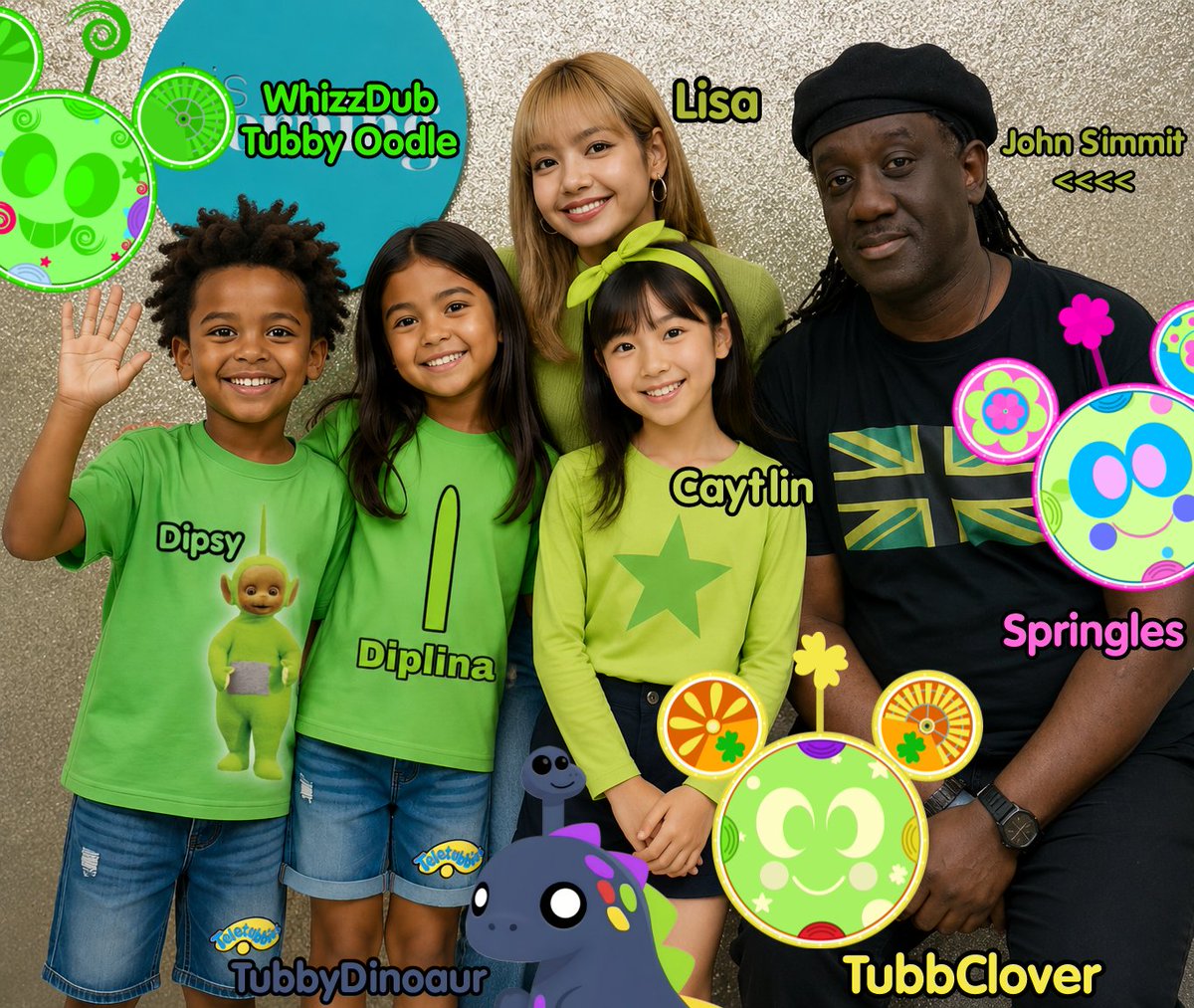 TeletubbyStudio's tweet photo. Say Happy Birthday to John Simmit (Teletubbies Dipsy Actor) Dipsy, Diplina, Caytlin and Mummy Lisa (BLACKPINK) Join the celebrates and also... We've used all of our Tubby Tools! GIVE A SUPER TUBBY CHEER! #Teletubbies #BLACKPINK #johnsimmit https://t.co/MlFk9xOY2e
