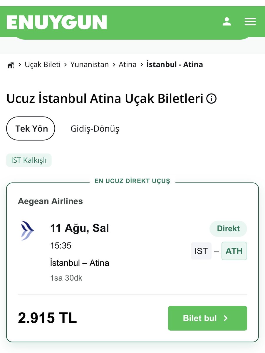 slymnplt25's tweet photo. @srkninci İstanbulda memursun ve tatile memleketi olan Erzurum’a 11 ağustosda gitmek istiyor bilet fiyatlarına bakalım ; 
İstanbul - Erzurum 👉 4536 TL
İstanbul - Atina 👉 2915 TL 

Memlekette en büyük problem sen ve senin gibiler , ülke sizlerden kurtulduğu gün refaha erişecek …. https://t.co/kaZupgderI