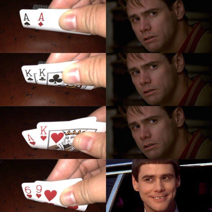 Quadspk's tweet photo. ♠️ 拿到 69s 的那一刻，我已經把河牌反殺的劇本都寫完了。

#QuadsPoker #PokerMeme https://t.co/wTOcHAykZu