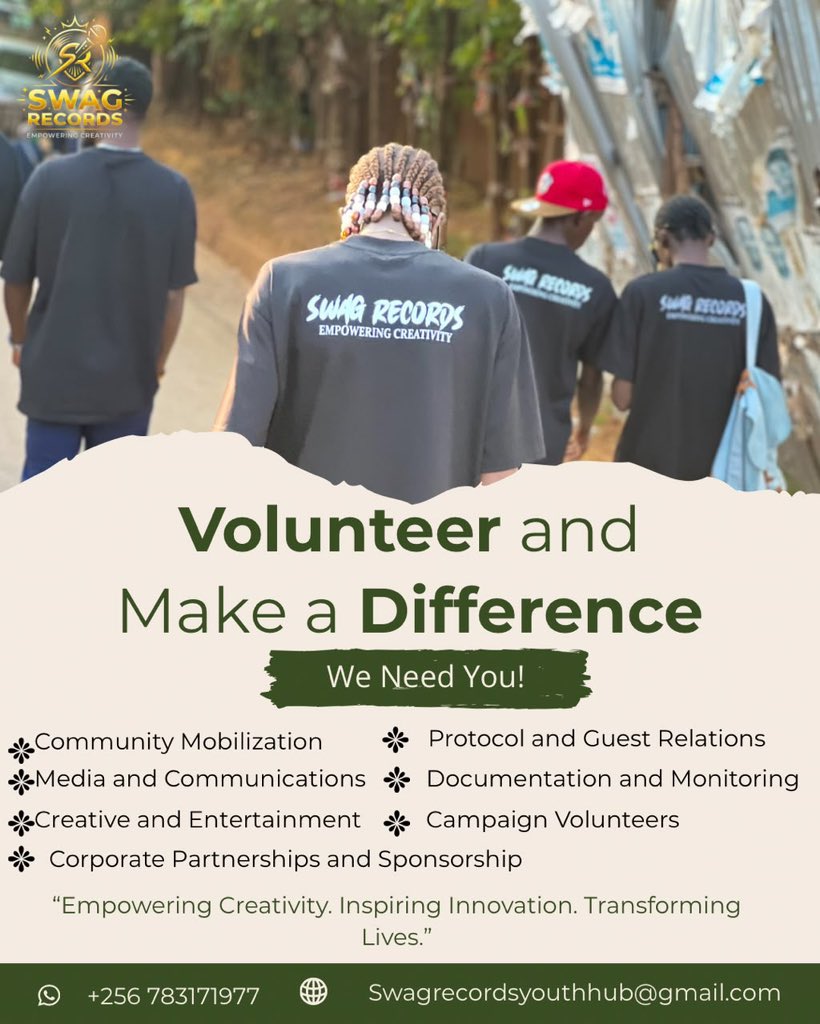 Swagrecordshub's tweet photo. WE NEED YOU. 

 CALL FOR VOLUNTEERS
Join the SWAG Build the Future Campaign Team
Be Part of Building Uganda’s Next Generation Creative Hu https://t.co/txWdqpoDbI