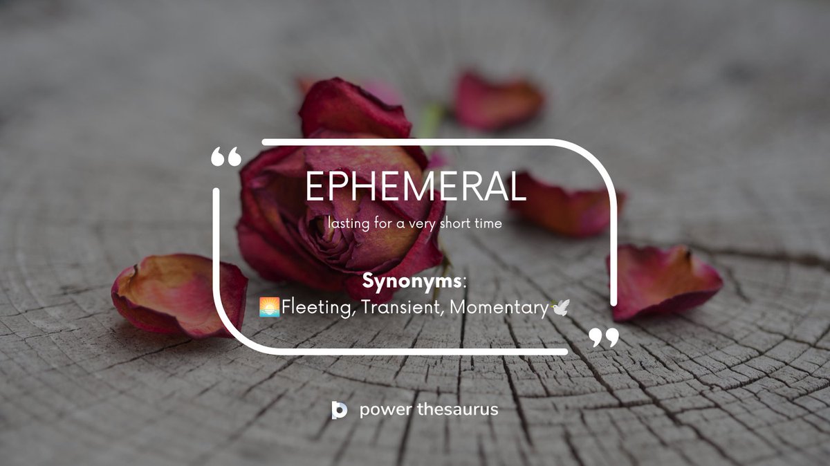 PowerThesaurus's tweet photo. 📚#WordOfTheDay
https://t.co/STI7qYjxot - lasting for a very short time.
E.g. "The beauty of the sunset was #ephemeral, fading into the night."
Synonyms:🌅Fleeting, Transient, Momentary🕊️
#Vocabulary #ielts #Synonyms #Words #LearnEnglish https://t.co/QlfLA9lV7L