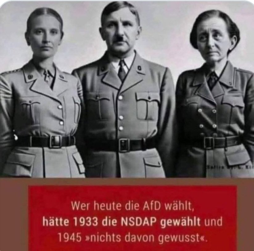 Adrian11192493's tweet photo. Genau so ist es!

Wer die AfD wählt, wählt Nazis!

Wer Nazis wählt, ist ein Nazi!!! https://t.co/KoG78Dxv8O