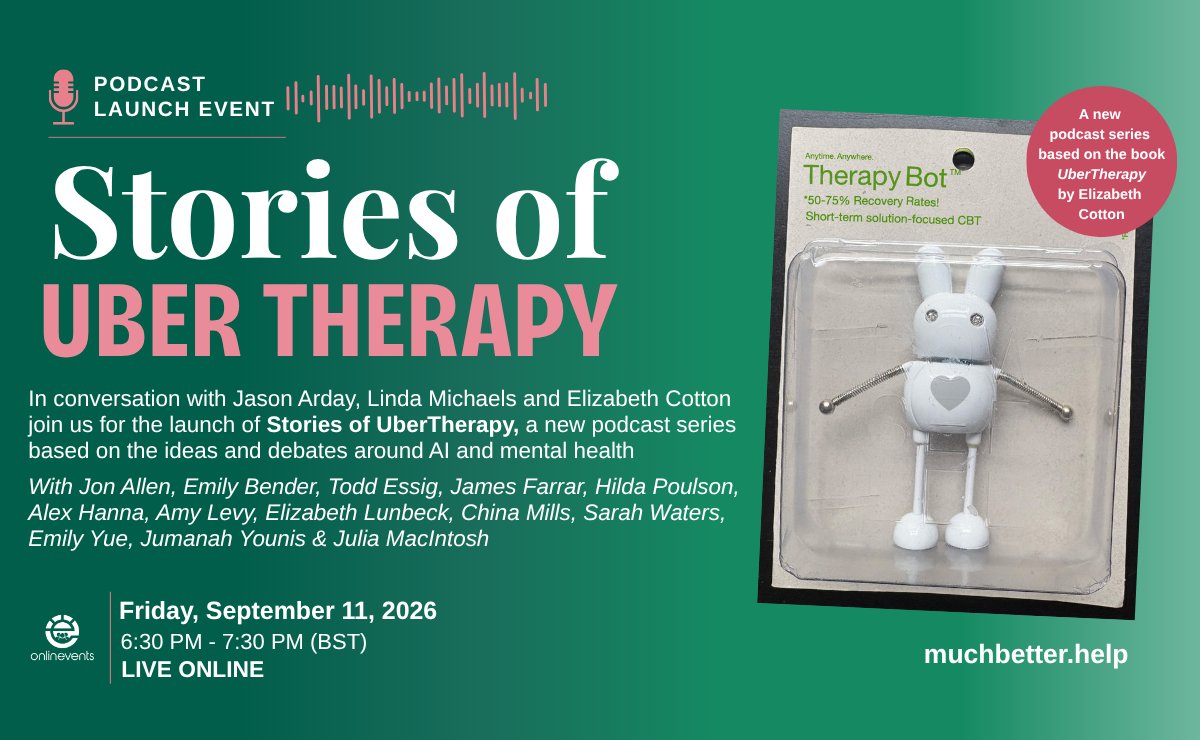SurvivingWk's tweet photo. Stories of UberTherapy 11 September 6.30-7.30pm Hosted by #JasonArday #LindaMichaels &amp; #ElizabethCotton 

https://t.co/CzLIm0ehsn

@BrisUniPress   @PsiANorg  @onlineventscpd https://t.co/mTUqvK0ggf