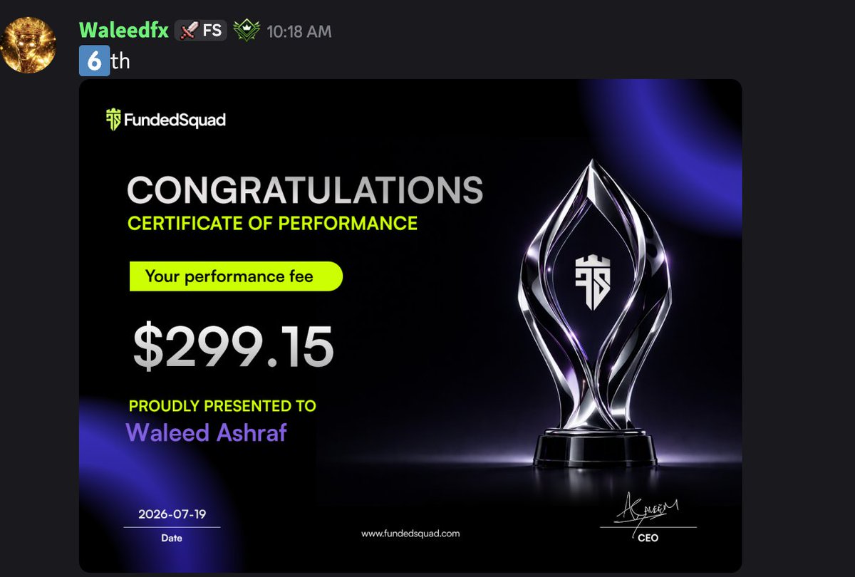 fundedsquad's tweet photo. Congratulations on your 6th payout! 🏆 You're proving that consistency beats luck every time. Wishing you even bigger milestones ahead. https://t.co/anuZ2l5rmR