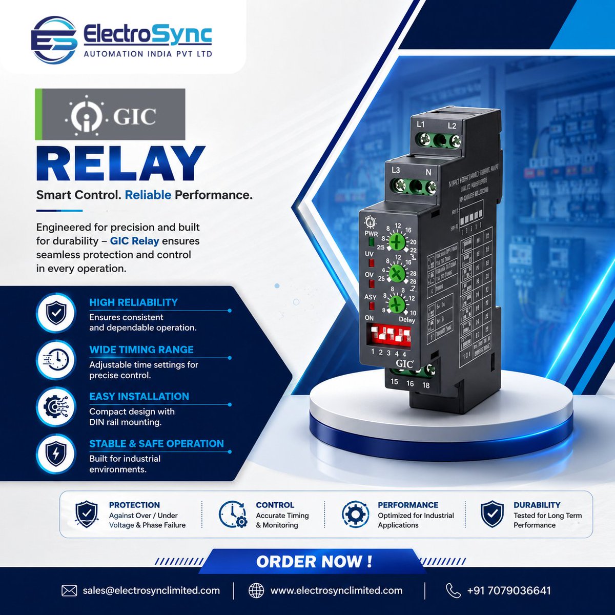 Electrosync2025's tweet photo. ⚡ The GIC Relay is designed to deliver exceptional performance, ensuring smooth and uninterrupted operations across industrial applications.
📧sales@electrosynclimited.com
🌐https://t.co/g9I8U27iCo
📱+91 7079036641
#ElectroSync #GIC #GICRelay #Relay #ControlPanel #MakeInIndia https://t.co/A4UyYiVZBD