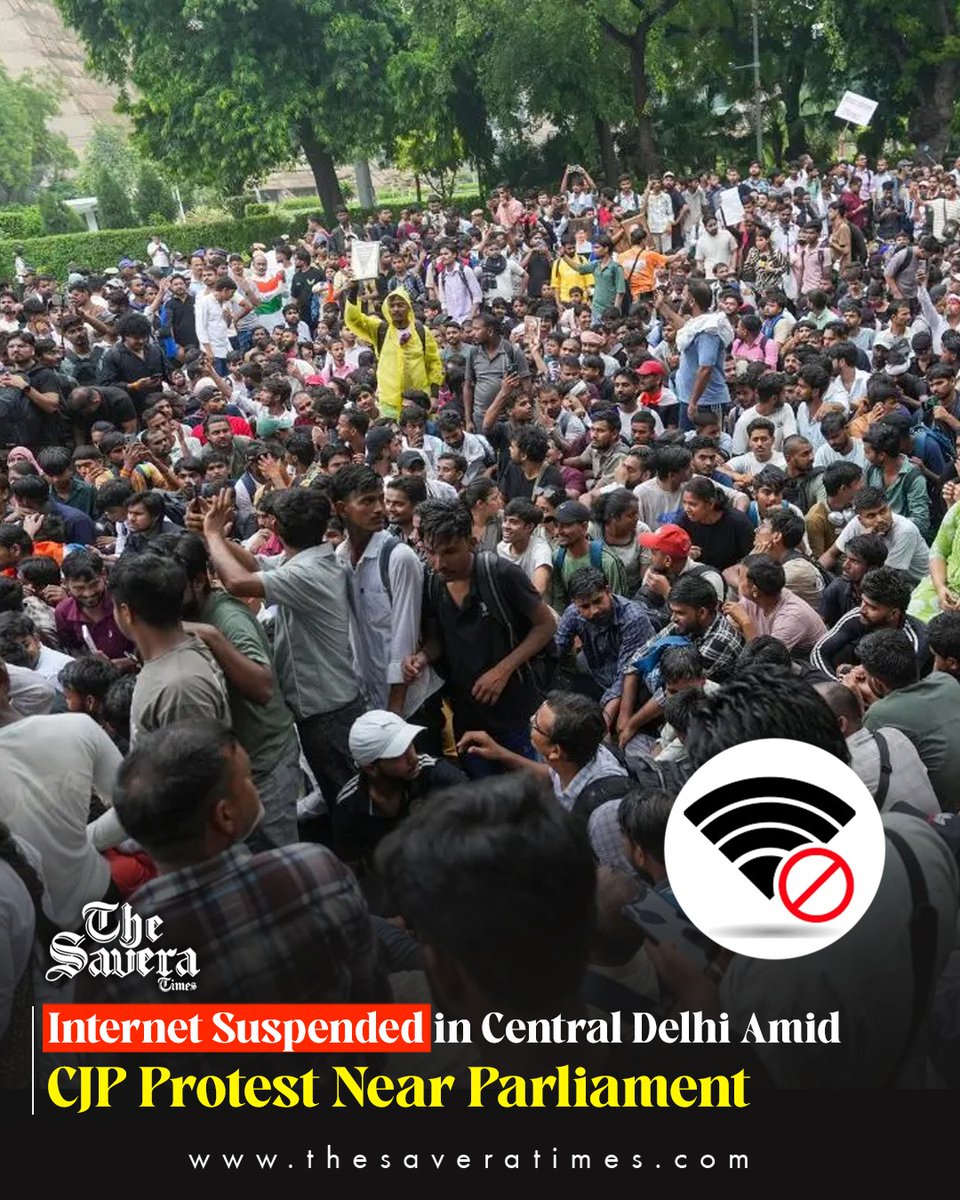 Savera_HP's tweet photo. Internet Suspended in Central Delhi Amid CJP Protest Near Parliament
#Internetsuspended #delhi #cjpprotest #India #breakingnews https://t.co/BXiVDUOuLy