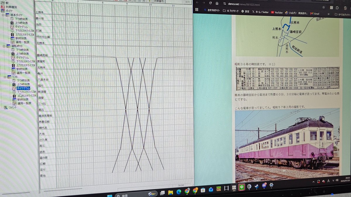 昭和36年の時刻表を見つけたのでそれを元に打ち込んでみることに