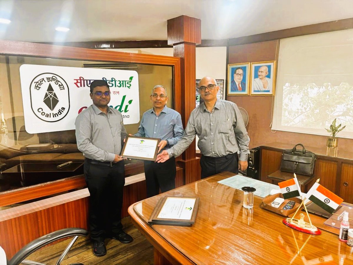 cmpdil's tweet photo. Three CMPDI Officers Earn “GRIHA Certified Professional” Certification

Shri Chaudhari Shivraj Singh, CMD, CMPDI, and Shri Rajeev Kumar Sinha, D(T/ES), appreciated Shri V. M. Kumar, Chief Manager (Civil); Shri Farah Nawaz, Senior Manager (Civil); and Shri Bhaskar Tiwari, Deputy Manager (Civil), CMPDI, for successfully obtaining the GRIHA Certified Professional (GRIHA CP) Certification – 2026.

The GRIHA Certified Professional (GRIHA CP) is a credential awarded by the GRIHA Council to individuals who demonstrate a thorough understanding of the GRIHA framework. This certification equips professionals to work effectively on green building projects, assist in GRIHA documentation, and promote sustainable development practices in the built environment.

This accomplishment further strengthens CMPDI’s capabilities in delivering sustainable, environmentally responsible, and future-ready engineering and consultancy solutions for the coal and infrastructure sectors.

It is also pertinent to mention that the CMPDI RI-IV, Nagpur office building, constructed in 2021, is GRIHA-accredited

@kishanreddybjp @satishdubeyy 
@CoalMinistry @CoalIndiaHQ