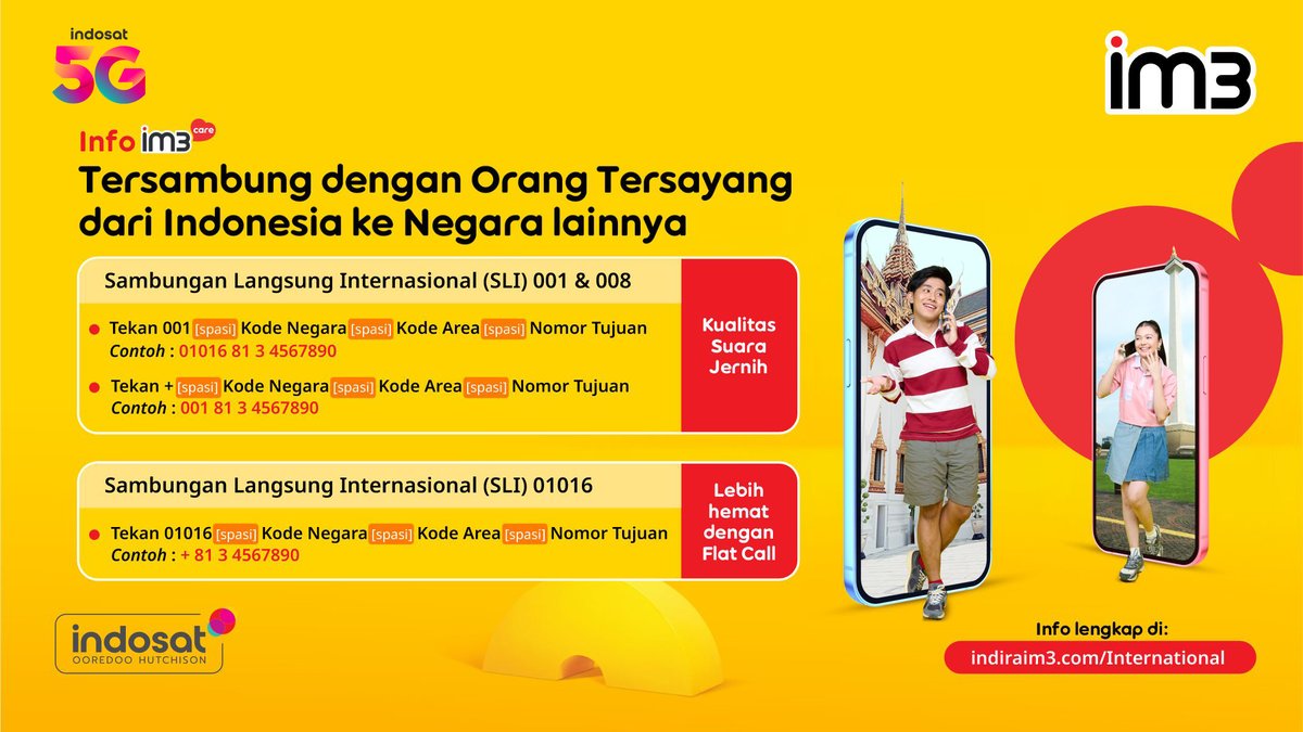 CareIM3's tweet photo. Dekatkan yang jauh, biar terasa dekat 🌍💛​

Tetap terhubung dengan orang tersayang di luar negeri bersama Paket Nelpon Internasional IM3.​

​Cek selengkapnya di https://t.co/CRaiDRL25U​ ya #SahabatBaikku. https://t.co/5eWCyqVmO4