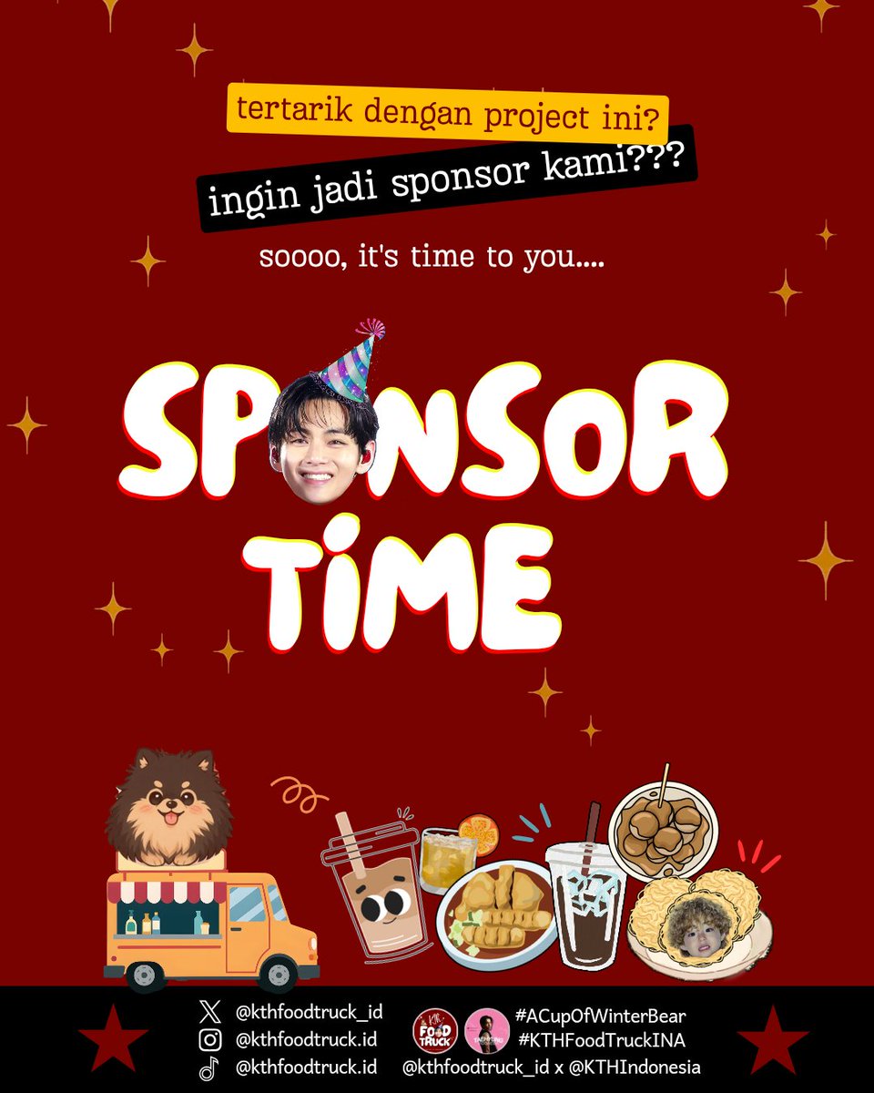 kthfoodtruck_id's tweet photo. 💜 Sponsorship KTHFoodTruck Telah Dibuka!

Halo Army! Kami membuka kesempatan bagi Army individu maupun komunitas yang ingin berkolaborasi sebagai sponsor untuk project KTHFoodTruck.

Apabila tertarik, silakan mengisi form sponsorship melalui link di bawah ini. Setelah mengisi form, mohon hubungi admin melalui kontak yang tertera di dalam form untuk proses selanjutnya.

📅 Estimasi periode sponsorship dibuka hingga November 2026. Namun, form dapat ditutup sewaktu-waktu. 

Terima kasih atas minat dan dukungannya. Kami berharap dapat berkolaborasi bersama untuk menyukseskan project ini. 💜

📎 Form Sponsorship:
https://t.co/2MSGEuUt1s

#ACupOfWinterBear #KTHFoodTruckINA