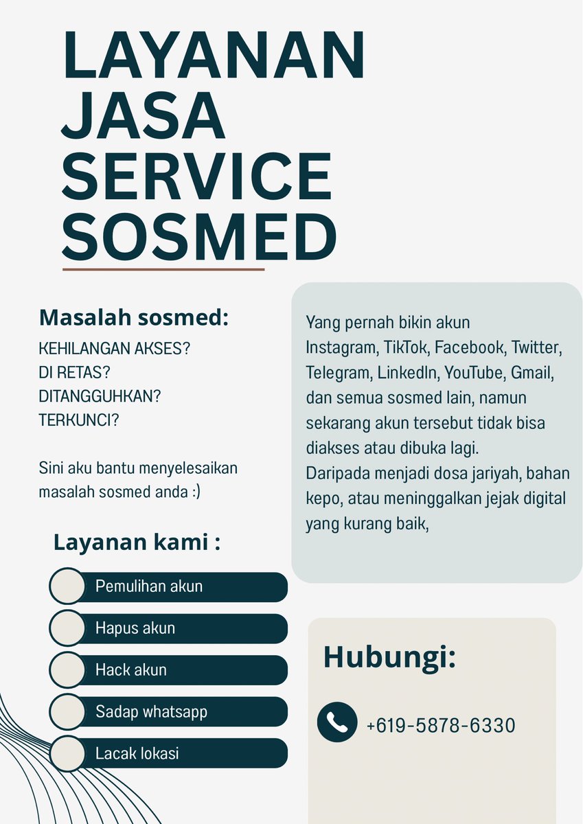 aizrys's tweet photo. haiii open lagi ya jasa perbaikan akun sosmed😊

kami menawarkan:
• Pulihkan/Balikin Akun
• Hapus Akun
• Hack Akun
• Sadap Wa/All Sosmed
• Restart/Reset Hp 
• Lacak Lokasi
• Unblock Imei

Bisa untuk semua akun sosmed yaa bes

Konsultasi Bisa Langsung Ke WhatsApp
#zonuang https://t.co/Bbf5Pn2p8B