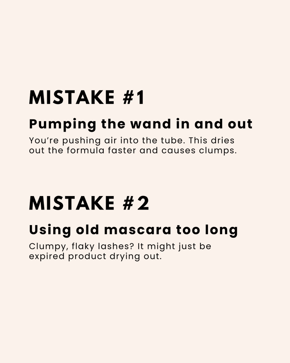 SKONEcosmetics's tweet photo. A quick mascara intervention.😌

If your lashes aren't giving what they're supposed to give, one of these habits might be the reason.

Swipe through… you might be doing one without realizing.

#makeuplover #makeupbrand #cosmeticbrand #crueltyfreemakeup #skonecosmetics https://t.co/86U2OIKc7H