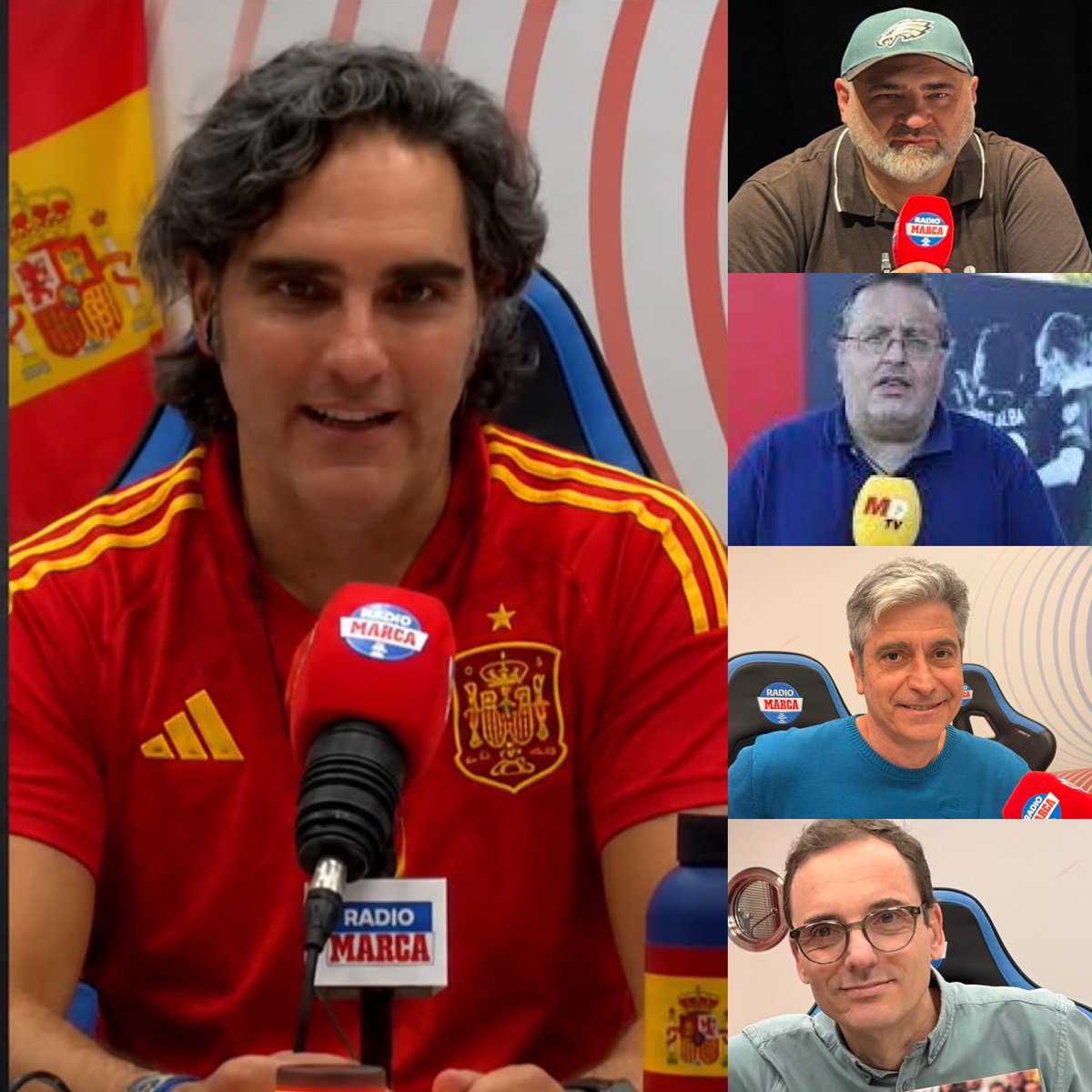 RadioMARCA's tweet photo. ¡Formamos 'El Corrillo'!

Hoy con:

👨‍🏫@DavidDeSanchez
👨‍🏫@manelbru
👨‍🏫@juliogarciamera
👨‍🏫@Ulisanchezflor

A los mandos, @Sahuqui🎙️ https://t.co/E1z4JUX62t
