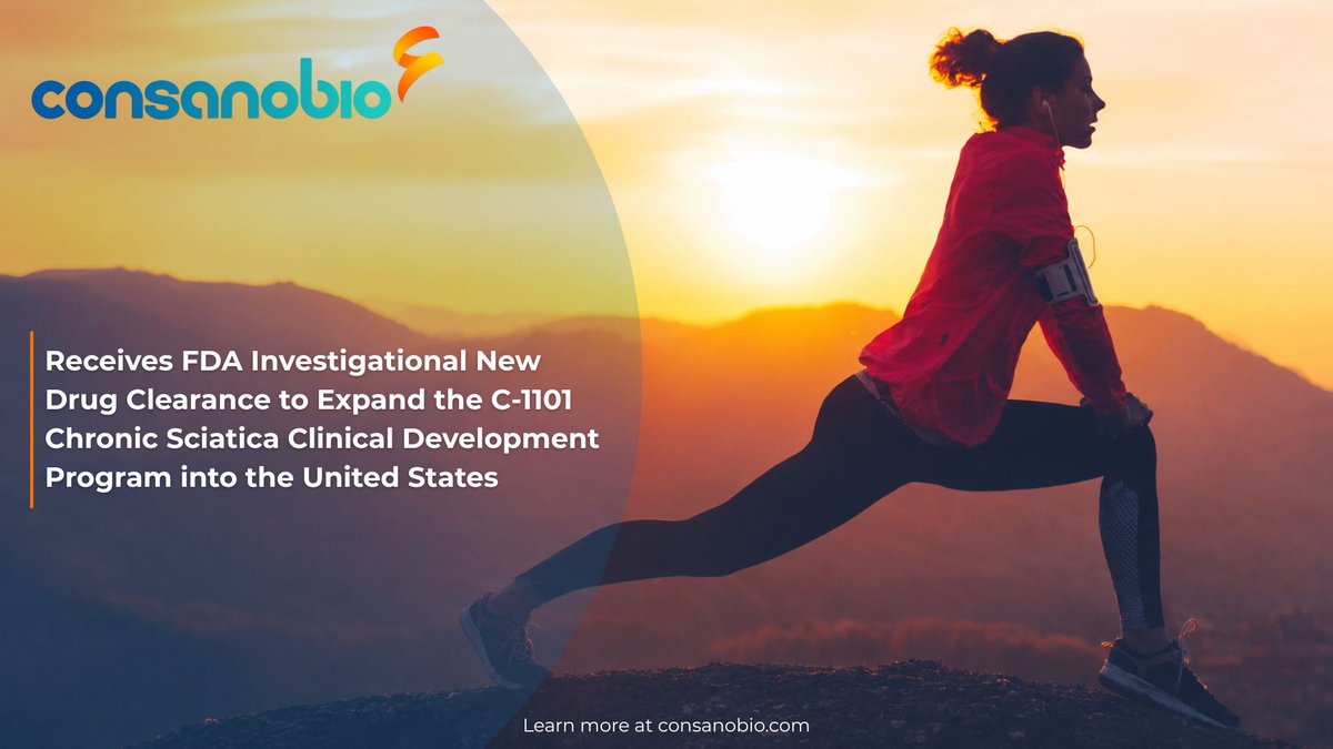 Consano_Bio's tweet photo. @Consano_Bio Receives FDA Investigational New Drug Clearance to Expand the C-1101 Chronic Sciatica Clinical Development Program into the United States

https://t.co/ErZJshuywk

#Biotech #NonOpioids #BackPain #Sciatica #INDClearance https://t.co/Hmeik6ZgOX