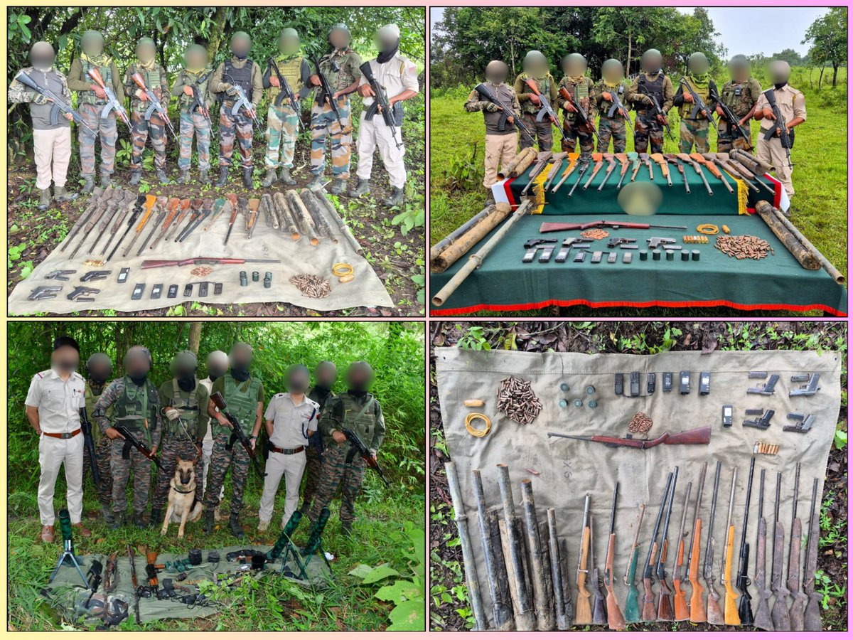 Spearcorps's tweet photo. Intelligence-based joint operations launched from 12 to 18 July 2026 by #IndianArmy and #AssamRifles formations under #SpearCorps, in coordination with #ManipurPolice, #CRPF, #IRB and Central Security Forces across the hill and valley districts of #Manipur, namely Kakching, Tengnoupal, Imphal East, Imphal West, Churachandpur, Jiribam, Thoubal, Chandel and Kangpokpi which resulted in the apprehension of 12 cadres and the recovery of 41 weapons, explosives and other war-like stores.

स्पीयर कोर के अंतर्गत भारतीय सेना और असम राइफल्स की टुकड़ियों ने मणिपुर पुलिस, सीआरपीएफ, आईआरबी तथा अन्य केंद्रीय सुरक्षा बलों के साथ मिलकर 12 से 18 जुलाई 2026 तक मणिपुर के काकचिंग, तेंगनौपाल, इंफाल पूर्व, इंफाल पश्चिम, चुराचांदपुर, जिरीबाम, थौबल, चंदेल और कांगपोकपी जिलों में संयुक्त अभियान चलाए। इन अभियानों के परिणामस्वरूप 12 कैडरों को गिरफ्तार किया गया तथा 41 हथियार, विस्फोटक और अन्य युद्ध जैसी सामग्री बरामद की गई।

#JointOperations #SecurityForces  #CounterInsurgency #NationFirst

@adgpi
@easterncomd
@official_dgar
@prodefgau
@HQ_IDS_India
@prodefkohima
@ProDefKolkata
@PIB_India
