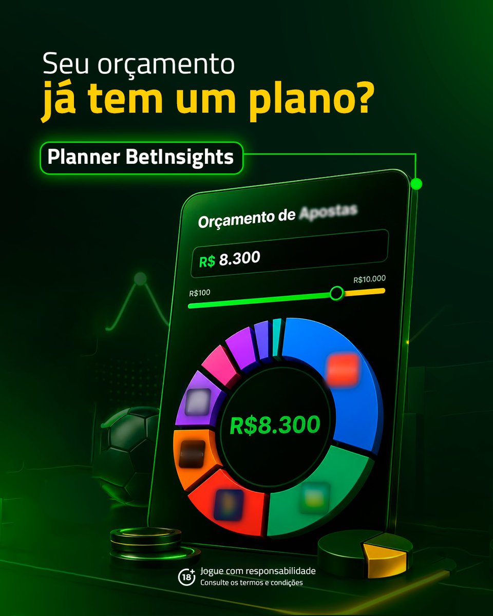 BetInsights_br's tweet photo. Definir o orçamento é só o começo; o que importa é a distribuição. Com o Planner, você informa seu valor disponível e recebe um plano personalizado de alocação entre as casas antes da bola rolar. Organize sua banca: https://t.co/WjUkAnSn9U⚠️18+ Consulte condições https://t.co/ei12BlLpvd