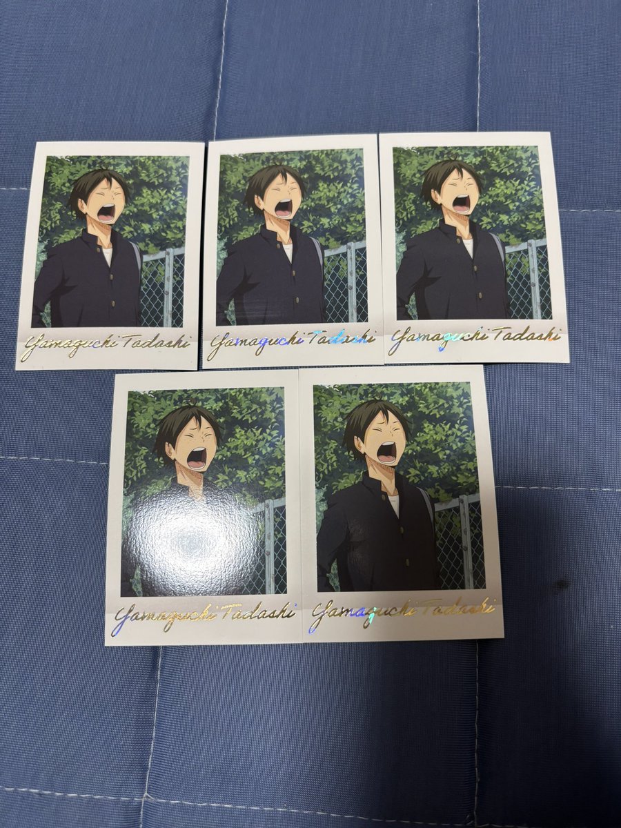 maasa5656's tweet photo. ハイキュー　譲渡緩募
1枚165円＋送料
譲)日向、山口、(及川、岩泉)、(花巻、国見)、(松川、国見)、(及川、岩泉)、(西谷、田中)、牛島、(烏野3年生)、(夜久、黒尾)、(黒尾、リエーフ)、(伊達高3人)
()のものは同数のお迎え、伊達高3人については要相談とさせてください。
続きます↓ https://t.co/hy1lOwCyh7