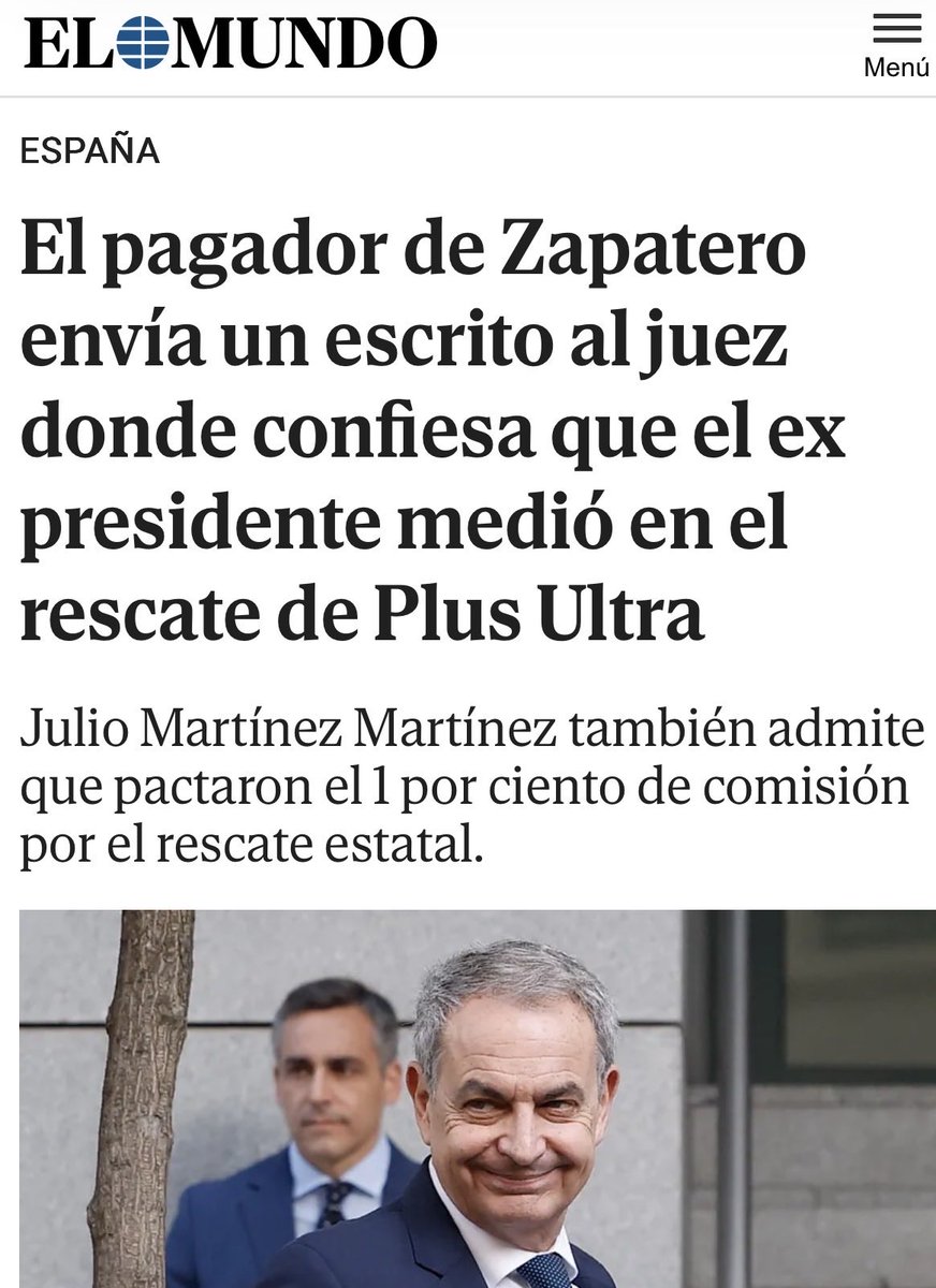 crisibarrola_'s tweet photo. Un escrito remitido por Julio Martinez a la Audiencia Nacional señala que Zapatero "marcaba los pasos a seguir" en el rescate de Plus Ultra. 

Si estas acusaciones se confirman, estaríamos ante un escándalo de enorme gravedad. 

Ya basta de que el PSOE tome a los españoles por tontos y siga protegiendo a los corruptos.

https://t.co/nBhI87ARqa
