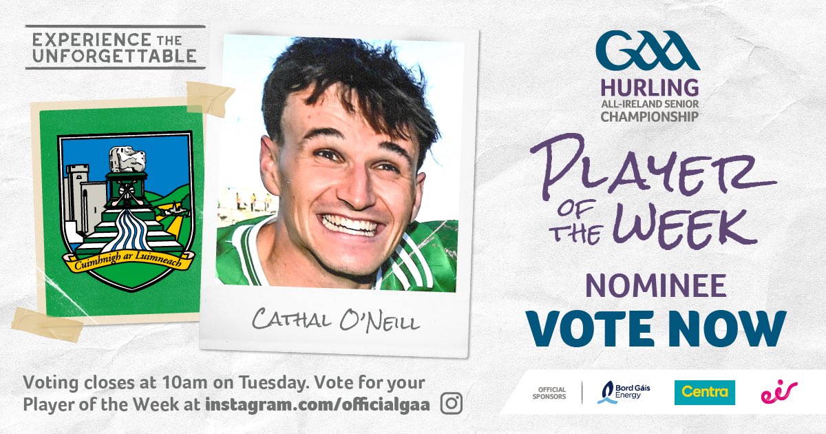 officialgaa's tweet photo. Cathal O’Neill produced an all-action display for @LimerickCLG on Sunday. He won a huge amount of possession, stretched the Galway defence time and again with his direct running, and was the game’s top-scorer with a tally of 1-4! 🔥 https://t.co/diIi2AiJHI