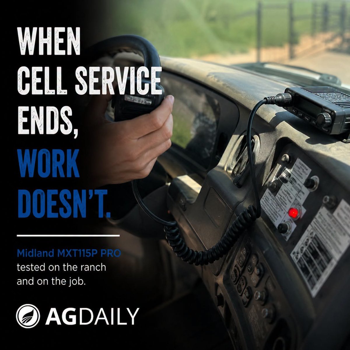AGDAILYMedia's tweet photo. Midland’s MXT115P PRO 15-Watt GMRS MicroMobile radio delivers 15 Watts of transmit power, significantly more than a handheld GMRS radio, while remaining small enough to mount almost anywhere inside a pickup, tractor, service truck, or equipment cab.

https://t.co/p3HyeTOVCa https://t.co/Svh2mPEgxE