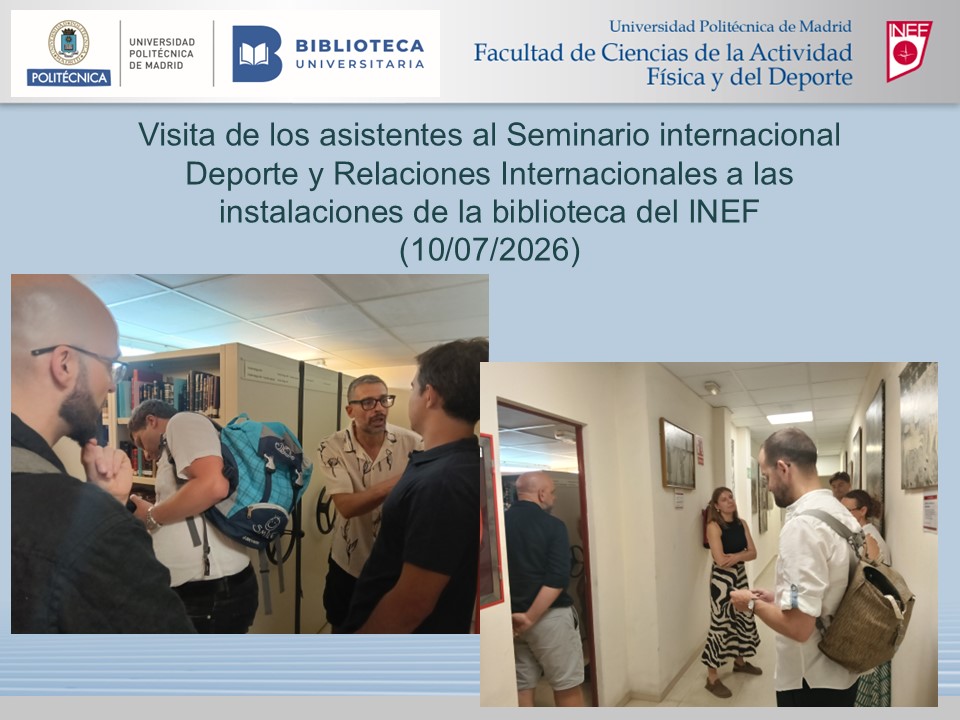 biblioinefupm's tweet photo. ¿Qué hacemos en la biblio del @inefmadrid cuando no hay usuarios? (3). Recibir la visita del Seminario internacional Deporte y Relaciones Internacionales (10/07/26). #vacacionesverano #recursosbiblioINEFupm #instalacionesbiblioINEFupm @biblioUPM https://t.co/c0khvClnDW