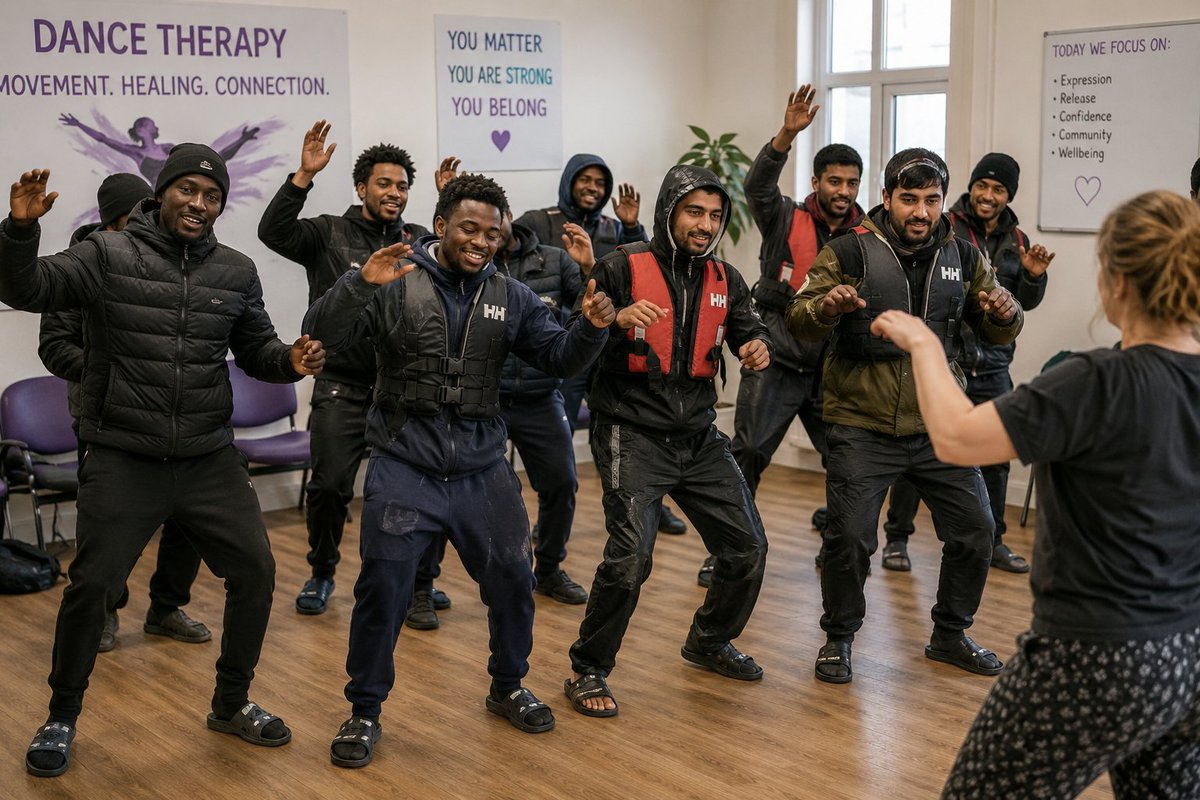 BasilTheGreat's tweet photo. 🚨NEWS: It has been revealed that illegal migrants are being given dance classes paid for by British taxpayers at the Wethersfield Asylum Centre in Essex

Yes this is 100% real https://t.co/IbtnoZFaO4