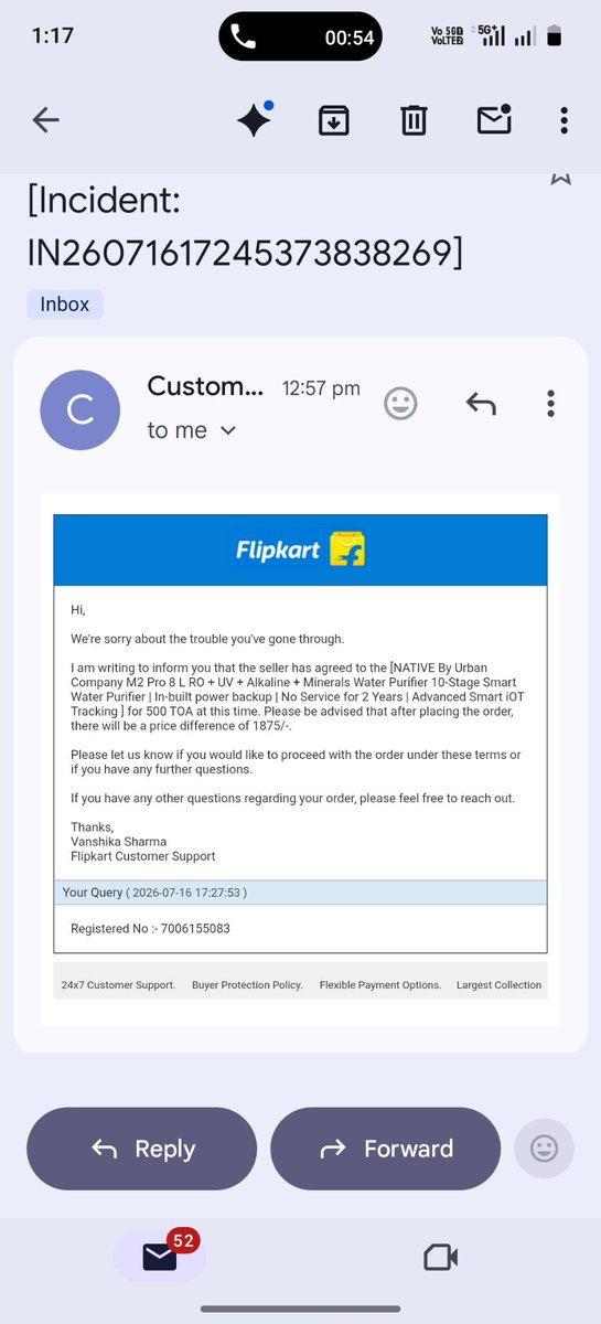 IshfaqBaba5's tweet photo. @flipkartsupport my confirmed order OD438016026494991100 was placed on 6 July for ₹14,150. After making me wait for days, you're now asking me to pay an extra ₹1,875 to receive the same https://t.co/k8dUAiEp27 can a confirmed order's price be changed after purchase? I reject https://t.co/hF603y4gRq