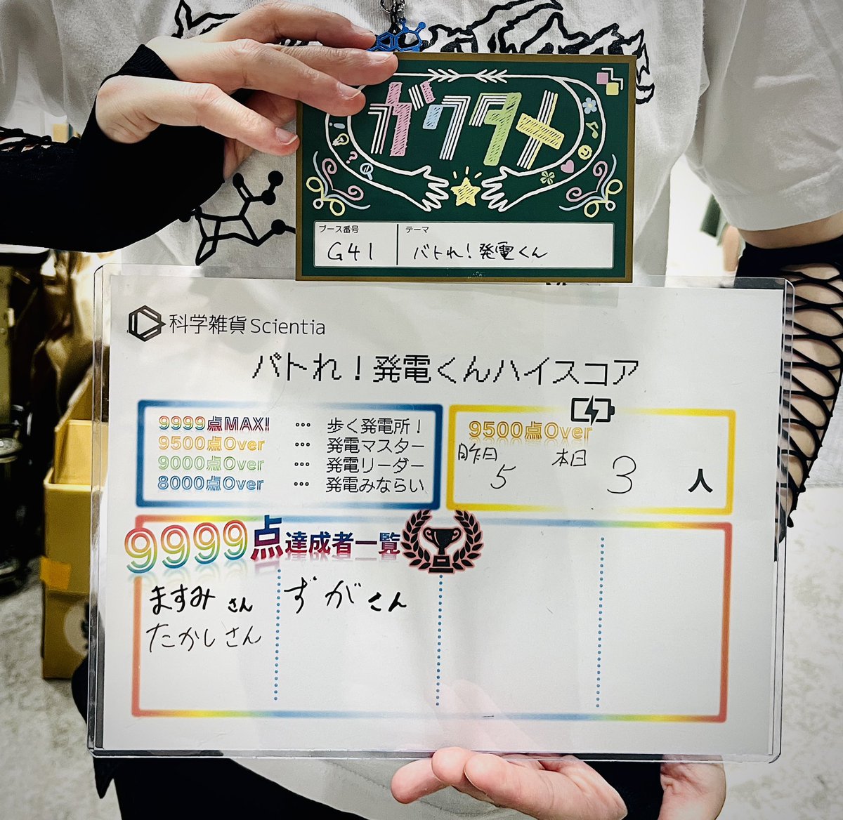 Show_D_null's tweet photo. #博物ふぇす
バトれ！発電くんのたくさんのプレイありがとうございました！
発電マスターの方が8名、歩く発電所が3基誕生しました！
僕は最強なので†無敗†になりたかったですが数度敗北の血を流す事に...
ますみさん、たかしさん、ずがさんおめでとうございます https://t.co/Q16tek68lr