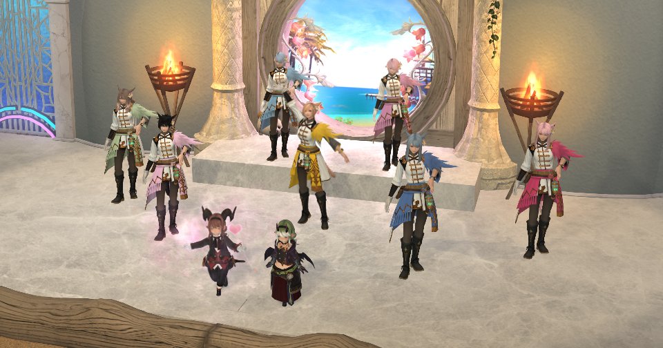 Task_D_FF14's tweet photo. 日曜夜は『Summer Dance Girls Party』へ🌊
それぞれの演者様を見事に体現したかのような催し物ばっかりで実に楽しい時間でした。
そして、ミュージカル風のあの演目は何回見ても良いものですね！また次回も楽しみにしておりますよ🎃
#さまだん_FF14 https://t.co/bq3oZrEAb5