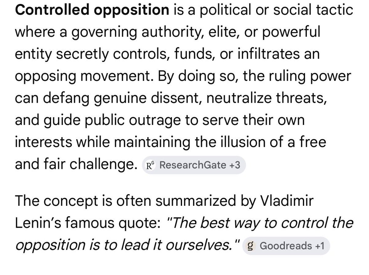 RaysTweetsss's tweet photo. Learn about controlled opposition

Ruling party props up an organisation…The org looks genuine.. the ruling party treats them as bigger threat than actual opposition to provide legitimacy &amp; fool people.

Think on these lines about cockroaches… you will understand. https://t.co/JkwFSt4JSs