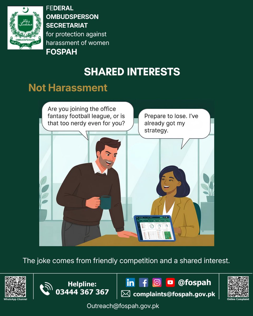 fospah's tweet photo. Workplaces thrive on conversation, collaboration, and even friendly competition. But there is a clear line between a colleague who engages with you as an equal and one who reduces you to your gender and appearance.
KNOW THE LINE.
#Fospah https://t.co/AEaFv8G0MO