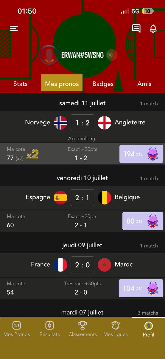 AlCritik's tweet photo. @CerfiaFR J’ai bien aimé les demi finales avec le x2 scores exact https://t.co/xB1nS12q4k