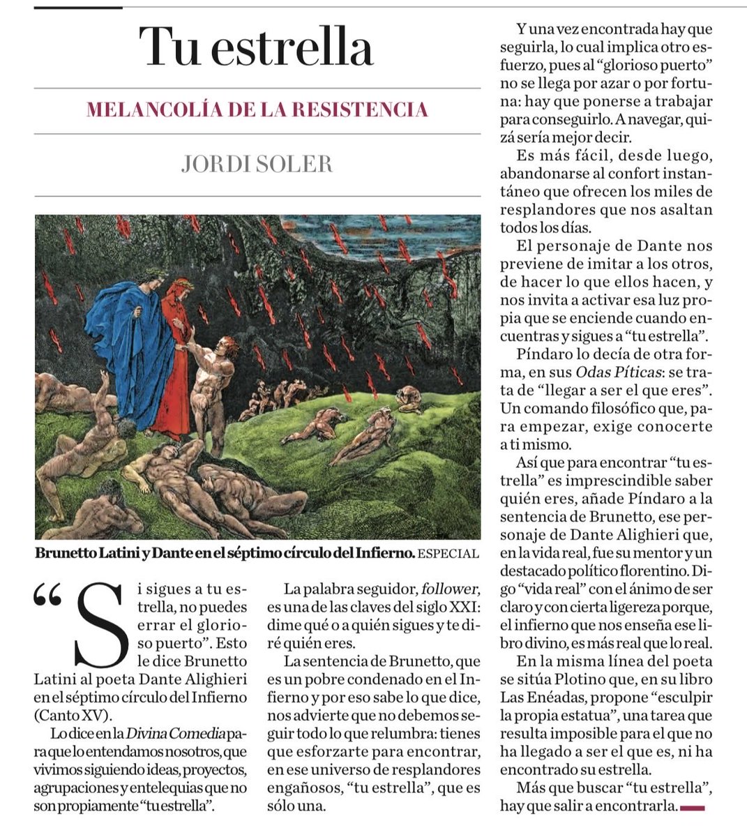 jsolerescritor's tweet photo. Tu estrella. De la importancia de llegar a ser el que eres. Mi artículo de hoy @Milenio https://t.co/vOpEOnVDO2