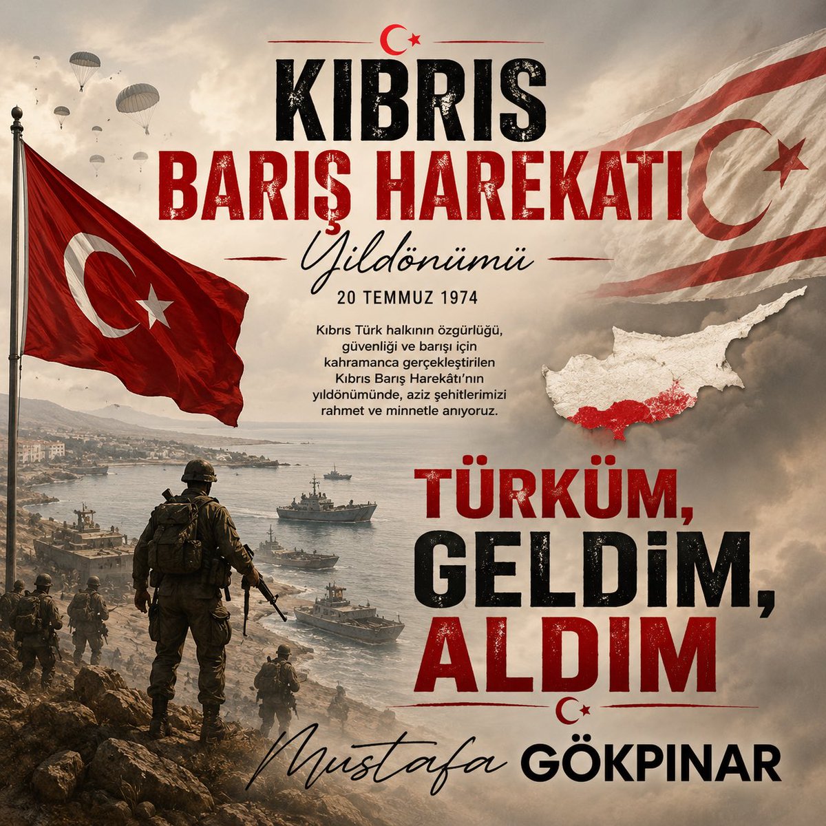 MustafaGKPINAR's tweet photo. Barış ve özgürlüğü temsil eden Kıbrıs Harekatının 52. Yılı kutlu olsun.
#Kıbrıs #BarışveÖzgürlük #Harekatı https://t.co/s8BCNFve9v