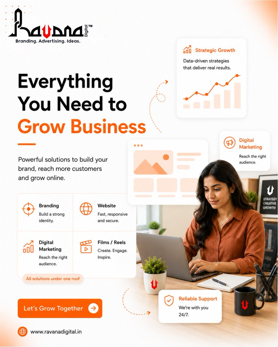 RavanaDigital's tweet photo. Everything you need to grow your business. 🚀
Branding. Websites. Digital Marketing. Films &amp; Reels.
One partner. One strategy. Real business growth.
Let's build a brand that gets noticed—and delivers results.
#RavanaDigital #BusinessGrowth #Branding #DigitalMarketing https://t.co/n9zvhTvsiA