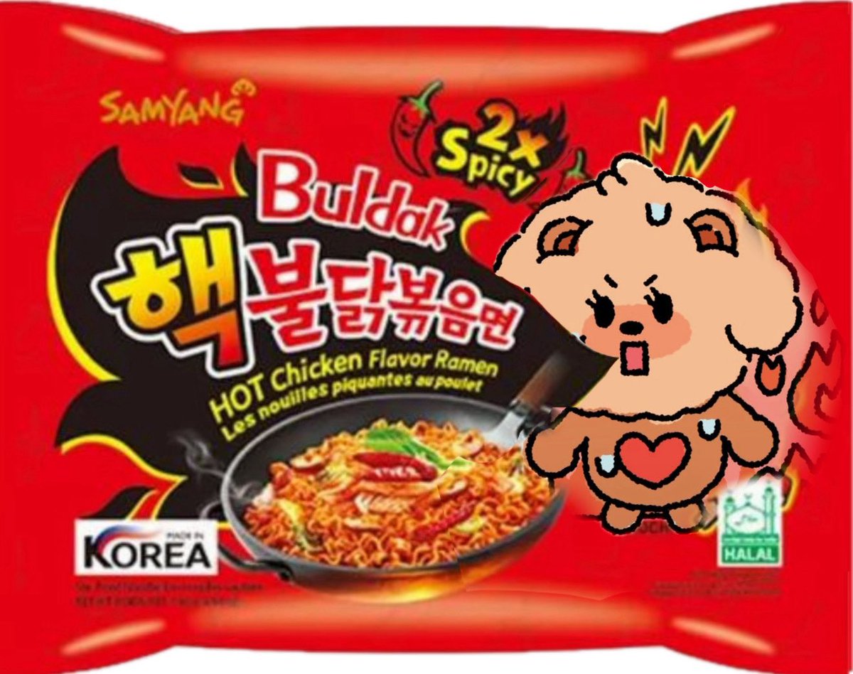 ggumpanics's tweet photo. poor bamgeut she could be the new buldak mascot https://t.co/eSaO2hNG0A