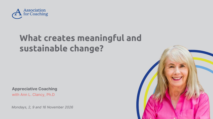 TheACglobal's tweet photo. What creates meaningful and sustainable change?

Join Dr Ann L. Clancy to explore the Appreciative Coaching model and four pathways to positive human change.

🔗: https://t.co/2k6dG3RLRG

#ACGlobal #AppreciativeCoaching #CoachingDevelopment https://t.co/mUBZpYXiIy