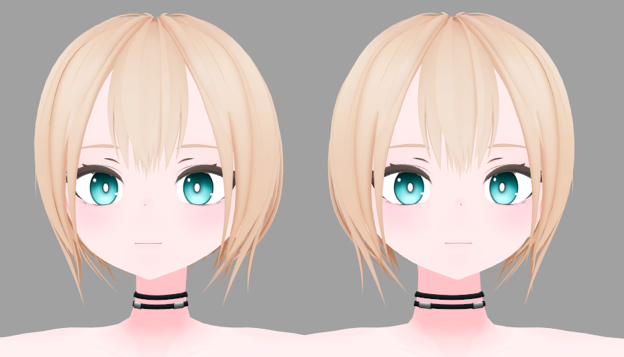 TenKyu_19's tweet photo. 素体だけの時やチョーカーを装着していない時など、他キャラと並んだ際にあまりにも首が細すぎかつ、首と頭の付け根の角度が90度に近い状態だったので、もう少し自然になる様にシルエット調整してウエイトもついでに変に曲がり過ぎないように調整してスッキリ。 https://t.co/b3OgjUfEuM