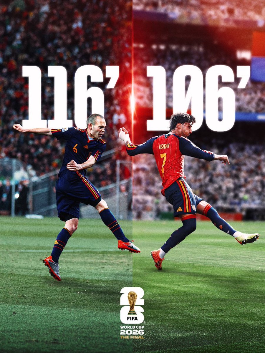 🚨 2010年はイニエスタ。2026年はフェラン・トーレス。🇪🇸🏆 W杯決勝