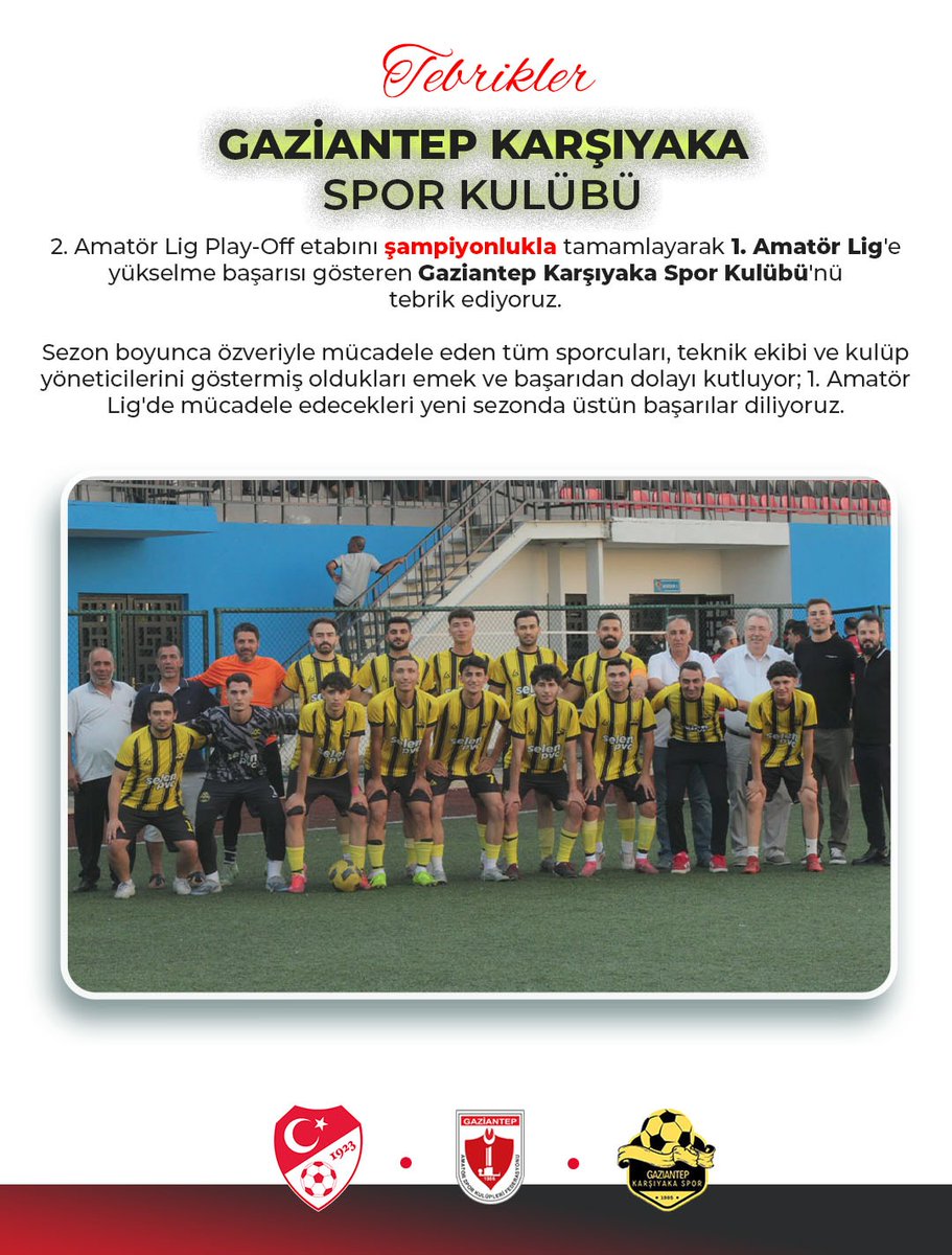 askfgaziantep's tweet photo. Tebrikler Gaziantep Karşıyaka Spor Kulübü
@taskk_1980  @oalperk https://t.co/fkwJusAv9V