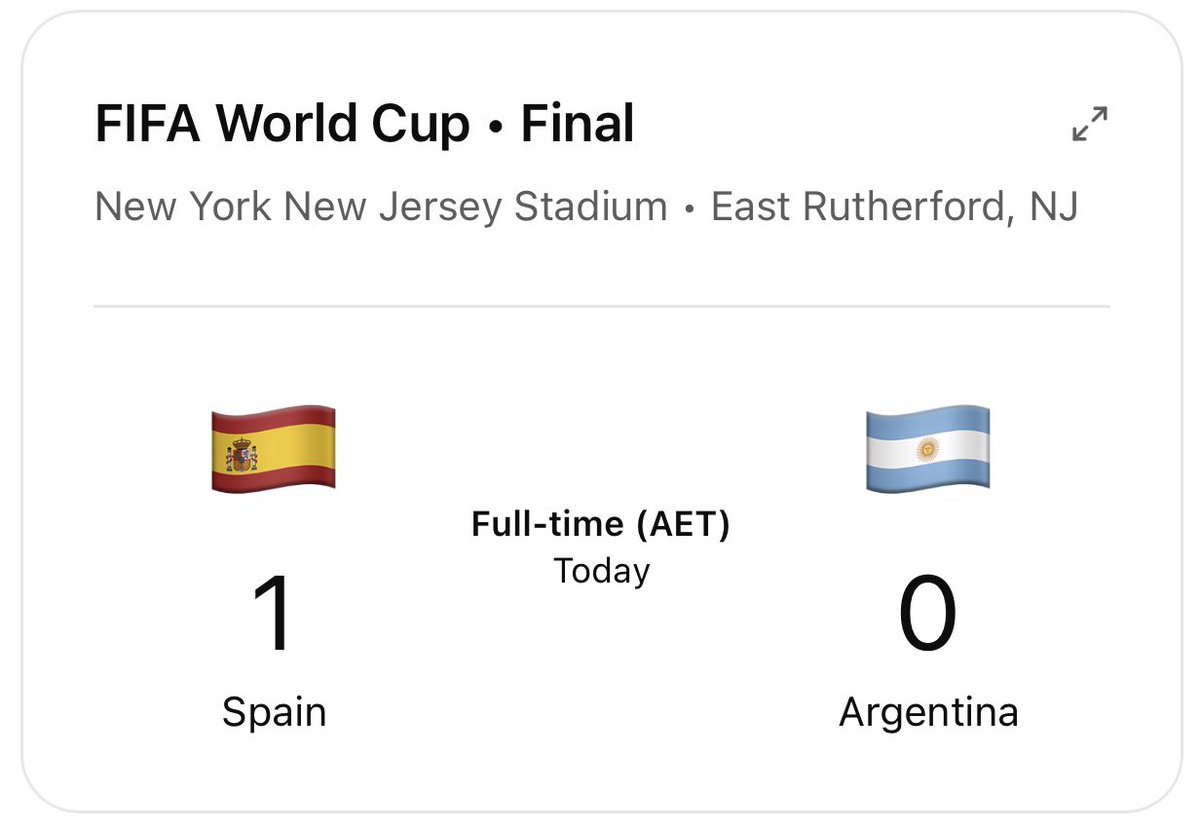 maddogtrust's tweet photo. Spain 1-0 Argentina (after extra time)

Thank you to everyone who participated in our giveaway.

With no correct winner prediction this time, we’re extending a special giveaway to all participants to show our appreciation. https://t.co/QtkD24m0mC